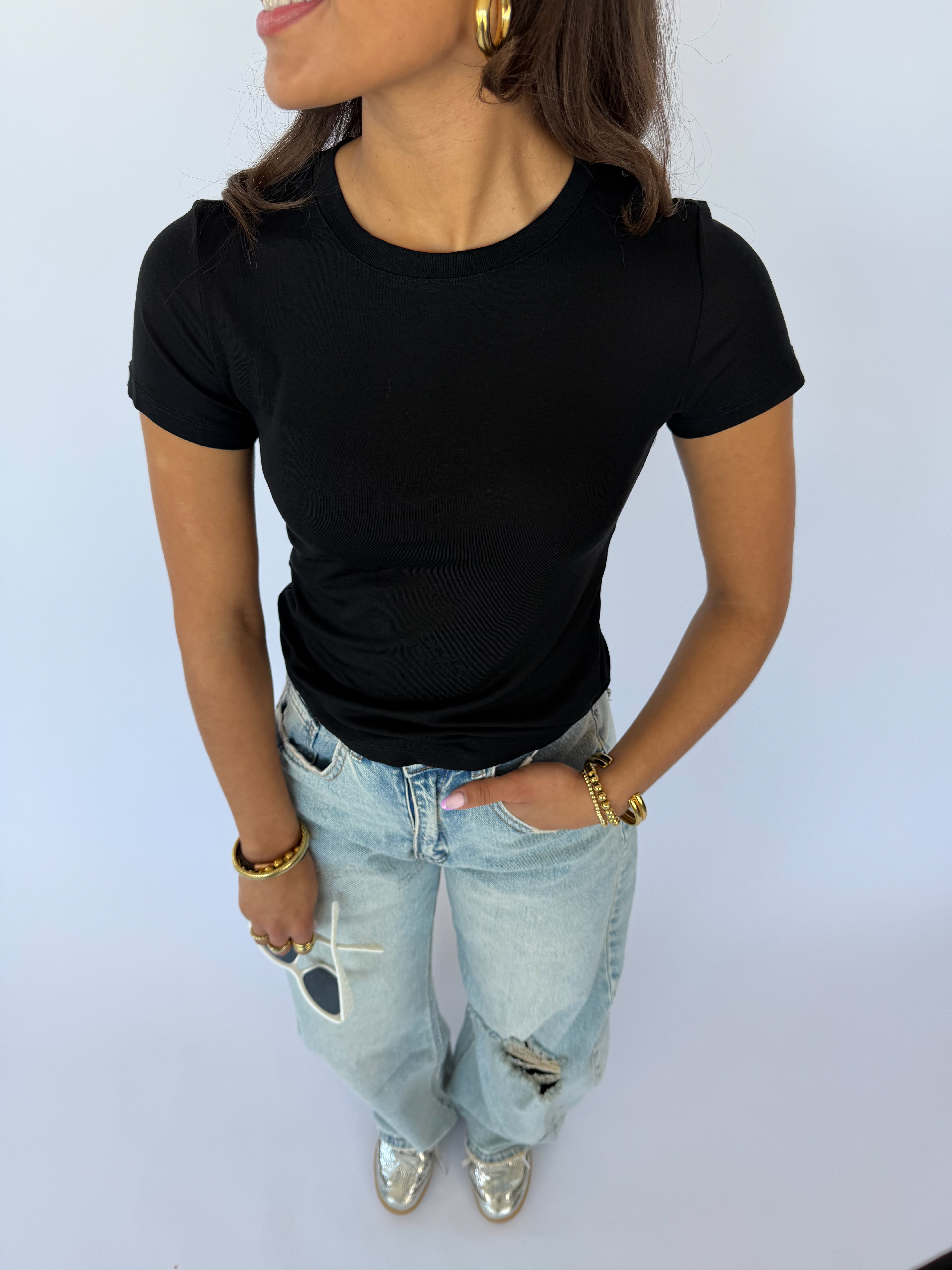 Sivara T-shirt zijde zwart