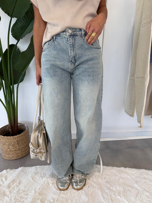Joanna balloon jeans stretch washed – high-waist dames jeans met ballonpasvorm, voorkant detail